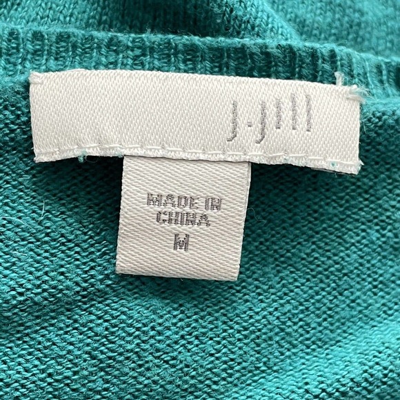 J. Jill Womens Size Medium Turquoise Blue/Green Stretch Long Sleeve Blouse Top - Picture 2 of 12